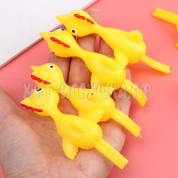Резиновая игрушка - рогатка Курица / Антистресс игрушка катапульта Летающая Курица GF001